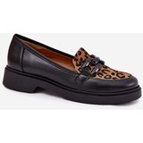 Laura Messi Leather Moccasins With Decoration And Leopard Black 2965 | Shoptok.si