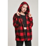 UC Curvy Women's Sherpa Oversized Check hooded jacket burnt/blk cene