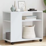 vidaXL Stranska mizica s kolesi bela 70x35x60 cm inženirski les | Shoptok.si