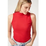 Happiness İstanbul Women's Red Turtleneck Cotton Knitted Blouse