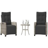  3-dijelni bistro set s jastucima svjetlosivi od poliratana - Svjetlosiva 1 | shoptok.hr