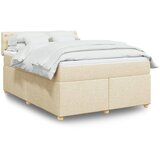 vidaXL Box spring postelja z vzmetnico krem 160x200 cm blago Cene