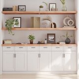 Maison Chic Stenska polica - Viseča Polica svetlo rjava 220x60x(2-6) cm trdna hrastovina, (21784825) | Shoptok.si