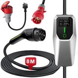 JUNSUN Tip 2 EV Polnilni Kabel za Električna Vozila – 3-Fazni 11KW, Nastavljiv Tok, Prenosni Polnilec 8M s CEE16A Vtičnico in Torbico (6-16A)+napajalnik, (5000035260) Cene