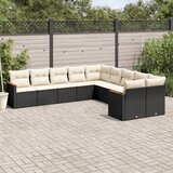  10-dijelni set vrtnih sofa s jastucima crni od poliratana | shoptok.hr