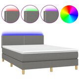 vidaXL Box spring postelja z vzmetnico LED temno siva 140x190 cm blago, (20725271) Cene