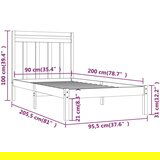  Za krevet od masivnog drva 90 x 200 cm | shoptok.hr
