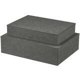 Blomus Antracitno sive škatle za shranjevanje v kompletu 2 ks s pokrovom/dekorativne iz imitacije usnja 40x30x11 cm Sahla – Cene