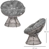  Papasan fotelja pletena fotelja s jastukom ratan od 360 stupnjeva siva Š87 x D97 x V86 cm | shoptok.hr