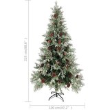 vidaXL Novoletna jelka LED s storži zelena in bela 225 cm PVC in PE | Shoptok.si