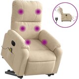 vidaXL Električni masažni naslonjač na podizanje krem od mikrovlakana | shoptok.hr