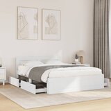 Maison Chic Posteljni okvir - Dvoposteljna postelja - Zakonska postelja z vzglavjem brez vzmetnice bel 140x200 cm, (21693585) | Shoptok.si