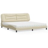 vidaXL Krevet s madracem krem 200 x 200 cm od tkanine | shoptok.hr
