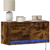Maison Chic Stenska TV omarica - TV stojalo - Televizijska omarica z LED lučkami dimljeni hrast 80x31x38 cm, (21701894) | Shoptok.si