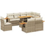Maison Chic Seti vrtnega pohištva - Vrtna garnitura 9-delna z blazinami bež poli ratan, (21796221) | Shoptok.si