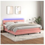  Box spring postelja z vzmetnico LED roza 180x200 cm žamet | Shoptok.si