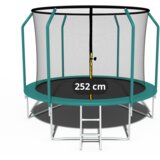  Vrtni trampolin Premium Yump 252 cm (8 ft) z notranjo mrežo in lestvami – turkizna | Shoptok.si