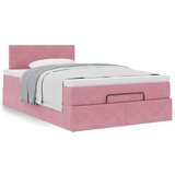 vidaXL Otomanski posteljni okvir z vzmetnico roza 120x190 cm žamet | Shoptok.si