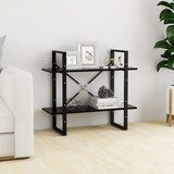 Furnova Knjižna omara 2-nadstropna črna 80x30x70 cm iverna plošča, (21933612) | Shoptok.si