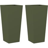 Maison Chic Vrtno korito - Greda - Cvetlični Lonec 2 kosa olivno zelena 35x35x75 cm jeklo, (21789796) | Shoptok.si