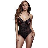 Baci Lingerie Čipkast bodi z rdečo pentljo, črn Cene