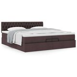 vidaXL Otomanski posteljni okvir z vzmetnico temno rjava 200x200 cm, (21670853) | Shoptok.si