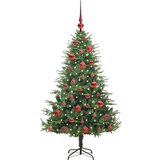 vidaXL Umjetna predsvetljena božićna jelka s kompletom kroglica Zelena | Shoptok.si