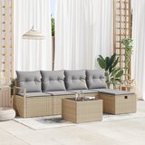 vidaXL 6-delni set vrtne sedežne garniture z blazinami Bež poli ratan | Shoptok.si