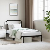 Maison Chic Kovinski Posteljni okvir - Enojna postelja - Postelja za odrasle z vzglavjem črn 100x190 cm, (21694831) | Shoptok.si