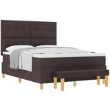 vidaXL Okvir za krevet s madracem i klupom tamnosmeđi 160x200 cm tkanina Cijene