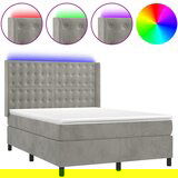 The Living Store Box spring postelja z vzmetnico LED svetlo siva 140x200cm žamet - Box Spring Postelja, (21489711) | Shoptok.si