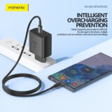 Foneng EU62 GaN stenski polnilec - Type-C - PD 45 W - črn | Shoptok.si