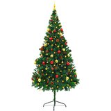 vidaXL umjetno božićno drvce s kuglicama i led svjetlima zeleno 210cm | shoptok.hr