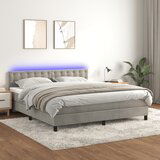The Living Store Box spring postelja z vzmetnico LED svetlo siva 160x200cm žamet - Box Spring Postelja, (21488792) | Shoptok.si