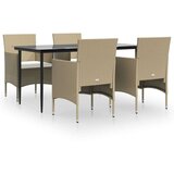  5-dijelni vrtni blagovaonski set s jastucima bež i crni | shoptok.hr