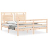 The Living Store Posteljni okvir z vzglavjem trden les - Posteljni Okvir, (21530721) | Shoptok.si