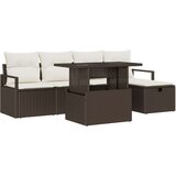  6 dijelni set vrtnih sofa s jastučićima smeđi poli ratan 2-sjedna vrtna sofa sa spremnikom i jastučićima smeđi poli ratan Cijene