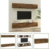 The Living Store Stenske TV omarice 4 kosi dimljeni hrast 100x30x30 cm - Stenska TV Omarica, (21738330) | Shoptok.si