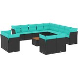  14-dijelni set vrtnih sofa s jastucima poliratan crni | shoptok.hr