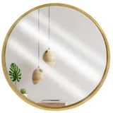 Leseno okroglo stensko ogledalo zlate barve 50 cm, (5000037542)