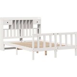 vidaXL Knjižna postelja brez vzmetnice bela 150x200 cm trdna borovina | Shoptok.si