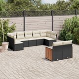Maison Chic Seti vrtnega pohištva - Vrtna garnitura - Vrtni pohištvo set 9-delna z blazinami črn poli ratan, (21797664) | Shoptok.si