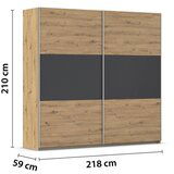 XXXL Omara Z Drsnimi Vrati Foster, Hrast, Siva, 218 Cm | Shoptok.si