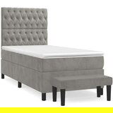 Box spring krevet s madracem svjetlosivi 90x190 cm baršunasti | shoptok.hr