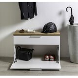 CARRYHOME GARDEROBNA KLOP barve hrasta, bela, visoki sijaj | Shoptok.si
