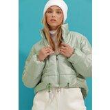Trend Alaçatı Stili Women's Mint Stand Collar Double Pocketed Inflatable Puffer Coat with Elastic Waist | Shoptok.si