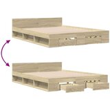 vidaXL Posteljni okvir s predali sonoma hrast 150x200cm inženirski les | Shoptok.si