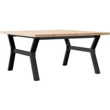 vidaXL Klubska mizica Y okvir 90x90x45,5 cm trdna borovina lito železo | Shoptok.si