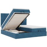 vidaXL Otomanski posteljni okvir z vzmetnicami moder 160x200 cm žamet, (21608313) | Shoptok.si