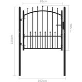  Vrata za ogradu sa šiljcima čelična 100 x 100 cm crna | shoptok.hr